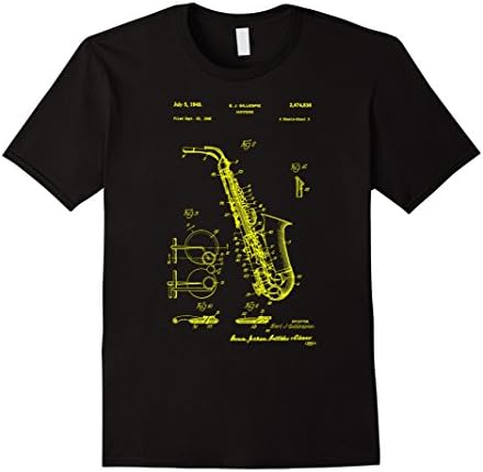 Men's Saxophone Patent Print T Shirt XL Black