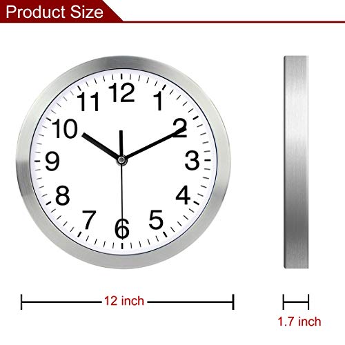 Wall Clock Metal Frame Glass Cover Non-Ticking Number Quartz Wall Clock 12inch Modern Quartz Design  - //medicalbooks.filipinodoctors.org