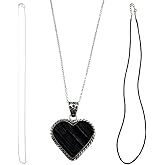 Happy Soul Black Tourmaline Heart Necklace – Includes 2 Chains (Silver & Black) – Protective Crystal Pendant for Energy Shielding & Grounding