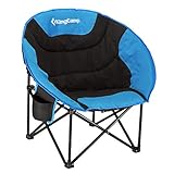 KingCamp Moon Saucer Camping Chair Steel Frame Folding Padded Round Portable Stable with Carry Bag