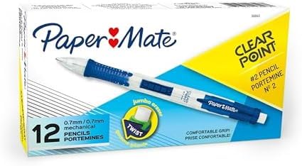 Paper Mate Clearpoint Mechanical Pencils 0.7mm HB #2 Pencil Set Art Supplies Teacher Supplies Sketching Drafting Pencils College School Blue Barrels 12 Count (Pack of 12) Image