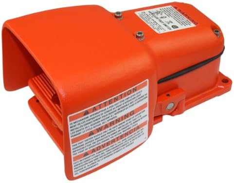 Linemaster 537-SWH Hercules Foot Switch, Electrical, Single Pedal, Momentary, DPDT Double Break, Single Stage, Full Aluminum Guard, Orange