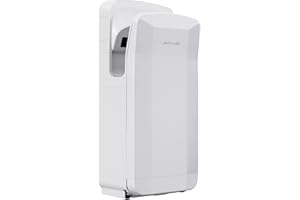 JETWELL Vertical Premium Commercial Hand Dryer- High Speed Jet Air Motor Speed Adjustable with HEPA Filter- Automatic Warm Wind White Plastic Cover Hand Blower