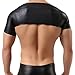 TiaoBug Mens Short Sleeves Faux Leather Bolero Arm Cover Sleeves Shrug Dancewear Black Medium