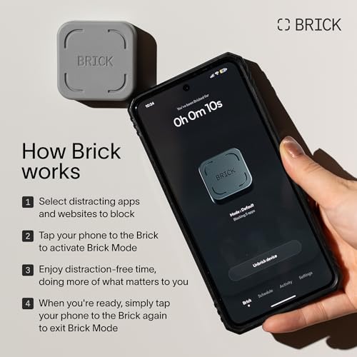 The Brick Phone Access Blocker Device for Cell Phones - Subscription-Free Phone Lock, Limits Smartphone Access, Reduces Screen Time & Improves Focus - High-Grade Magnet & Anti-Slip Silicone