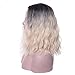 Rosa Star Short Wavy Synthetic Hair Wigs for Women Ombre Hair Wig Synthetic Heat Resistant Cosplay Fiber Hair Wigs Blond Color (1t/613#)