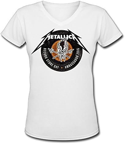 Mako62 Womens Metallica Heavy Metal Music Band V-Neck T Shirts X-Large White