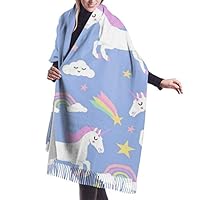 QZJDYH Rainbow Clouds Stars Cute Girls Unicorn Cashmere Shawl and Scarf
