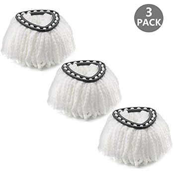 Microfiber Mop Head Refill for Spin EasyWring Mop Replacement Head, White (3 Pack)