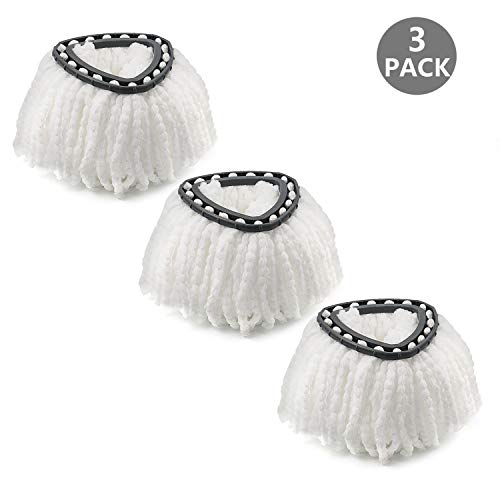 Microfiber Mop Head Refill for Spin EasyWring Mop Replacement Head, White (3 Pack)