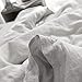 Simple&Opulence 100% Washed Linen Duvet Cover with Embroidered,3 Pieces Soft Farmhouse Comforter Set with Button Closure,1 Duvet Cover and 2 Pillowshams(Queen,Light Grey)