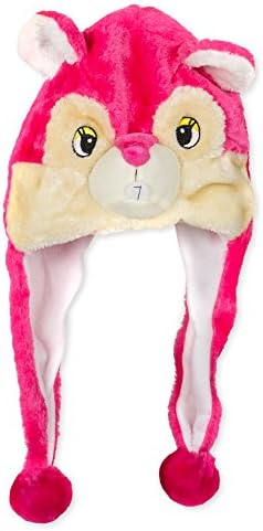 Animal Head Super Soft Plush Childrens Hat (Pink Squirrel)