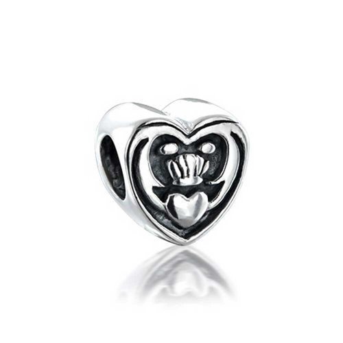 Celtic Friendship Claddagh Bead 925 Sterling Silver Charms
