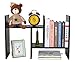 PAG Adjustable Desktop Shelf Wood Small Bookshelf Desk Supplies Organizers and Accessories Storage Display Rack Office Decor, Black