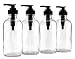 8-Ounce Clear Glass Pump Bottles (4-Pack w/Black Plastic Pumps), Great as Essential Oil Bottles, Lotion Bottles, Soap Dispensers, and More primary