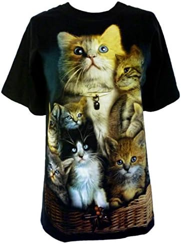 Womens Ladies Cute Cat Cats Kitten Kittens Animal T Shirt Top Tee (S 10-12)