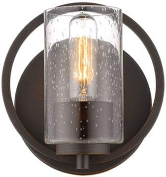 Millennium Lighting Delano Rubbed Bronze One-Light Wall Sconce with Clear Seeded Glass