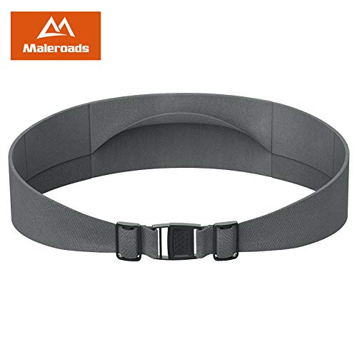 Maleroads Unisex Travel Money & Running Belt, Fanny & Waist Pack, Large Pocket Belt Phone Holds & 2 Secure Pockets for Running Travel Medical Walking Fitness Yoga,Spandex,Adjustable Fit, Comfortable