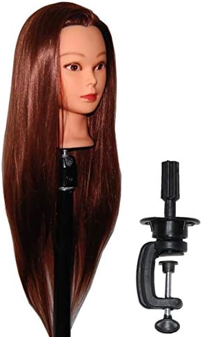 Bellrino 28" (Long and thick) Cosmetology Mannequin Manikin Training Head with Synthetic Fiber with Table Clamp Holder (ELIZA+C)