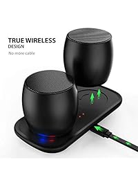Altavoces Bluetooth, altavoz inalámbrico portátil con micrófono integrado, juego de altavoces estéreo Tiamat Thunder Beats con sonido HD de larga duración para iPhone iPad Android Smartphone y más   negro
