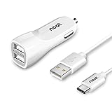 noot products Car Charger for OnePlus 6/5/5T/3T/3/2-3.1A 2-Port USB Charge Adapter with 6FT/Feet USB Type C to A Charging Cable Cord