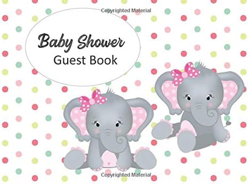 Baby Shower Guest Book: For Twin Girls - Elephants, Memory Message Book, Keepsake, Guest Wishes for Baby, With Gift Log and Gift Recorder, Photo Pages