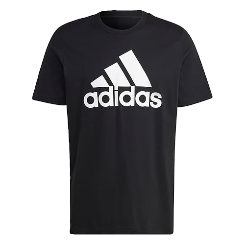 adidas Men's Essentials Single Jersey Big Logo T-Shirt, Black/White, Large