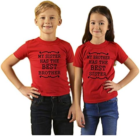 Boy's & Girl's Cotton Regular Fit-My Brother Has Best Sister My Sister Has Best Brother Kids Sibling Tshirts-Set of 2