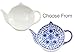 Teapot-Shaped Tea Bag Coasters (4-Pack); Blue & White Tea Spoon/Teabag Caddies