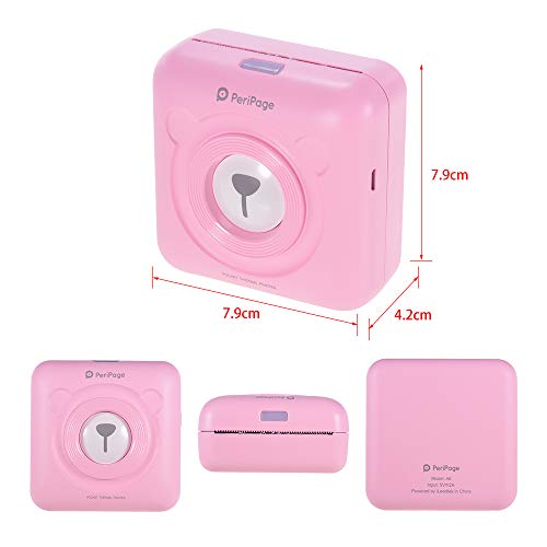 Aibecy GOOJPRT PeriPage Mini Pocket Wireless BT Thermal Printer Picture Photo Label Memo Receipt Paper Printer with USB Cable Support for Android iOS Smartphone Windows