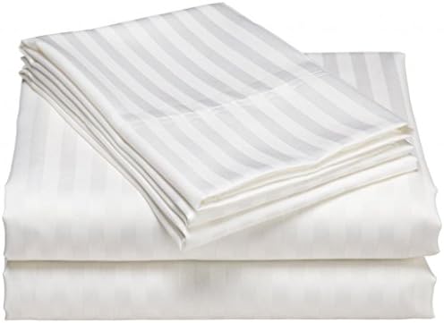QUEEN SIZE 1500 Thread Count STRIPED Sheet Set, WHITE
