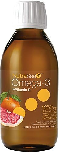 Ascenta NutraSea+D Omega-3 +Vitamin D Grapefruit Tangerine 1250mg EPA + DHA, 200 ml