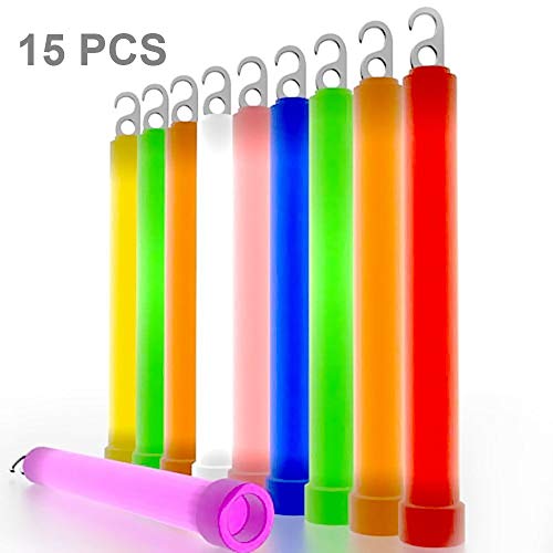 Meanhoo Glow Sticks Bulk- 15 Pcs Glow in The Dark Sticks Light Sticks Emergency Light Bright Stick Chem Lights