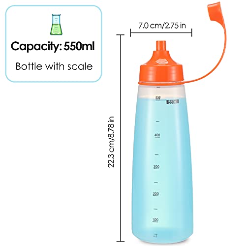 Condiment Squeeze Bottle Wide Mouth, Ondiomn 2 Pack 550ml Empty