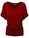 MBJ WT817 Womens Dolman Drape Top with Side Shirring XXL Wine
