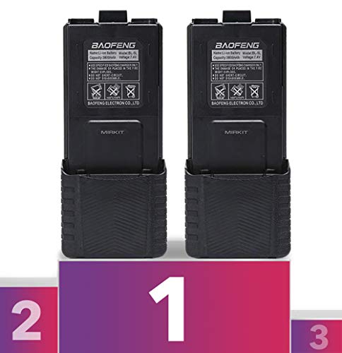 2pc Baofeng BL-5 3800mAh Extended Batteries Compatible with UV-5R BF-8HP UV-5RX3 RD-5R UV-5RTP UV-5R+, UV-5X3, Rechargeable Extended Baofeng Accessories Battery by Mirkit Radio USA