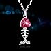 PLATO H Cute Crystal Necklace 925 Sterling Silver Pretty Fish Pendant Necklace Woman Jewelry Neckalce Gift Woman Fashion Necklace, 18
