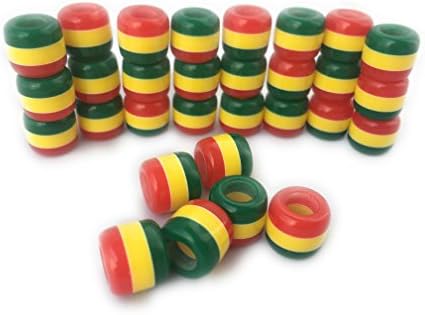30 PCS Jamaican Rasta Dreadlock Beads Dreads Raggae Bracelets Paracord DIY Jewelry Jamaica Pride Hippie Love by Mello Products