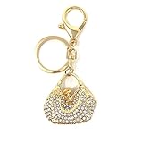 Rhinestone Keychain Purse Charm, Crystal Handbag Accessory w/Key Ring, By Bling Car Decor