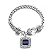 Inspired Silver - Blue Line Law Enforcement Support Braided Bracelet for Women - Silver Square Charm Bracelet with Cubic Zirconia Jewelry