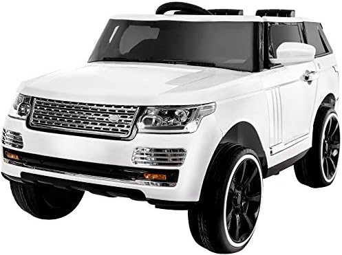 KidOne Range Rover Style 12-Volt MP3 Electric Battery Powered Ride On Kids Boys Girls Toy Car RC Parental Remote LED Lights Music -White