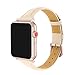 Wearlizer Apricot Leather Compatible with iWatch Bands 38mm 40mm Womens Strap Wristband Thin Leisure Replacement (Rose Gold Metal Clasp) Series SE 6 5 4 3 2 1