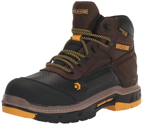 Wolverine Men’s Overpass 6″ Mid Composite Toe Waterproof Work Boot, Dark Coffee, 8 X-Wide