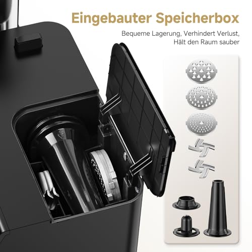 AAOBOSI Electric Meat Mincer [3000 W MAX] with LED Display, 3 Speeds, Meat Grinder with Anti-Clogging Technology, Built-in Storage Box, Sausage Filler & Kibbe Making for Home Use