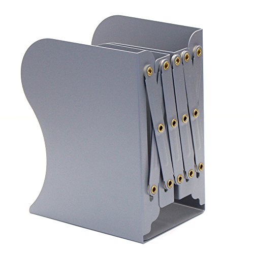 Md Trade Bookends Metal Iron Adjustable Books Holder Stand Desk Heavy Duty Nonskid Bookend, Grey - Thumbnail 3