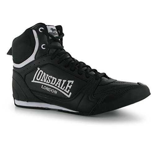 Lonsdale Mens Boxing Boots Training Lace Up Sport Shoes Trainers Footwear Black/White 7.5