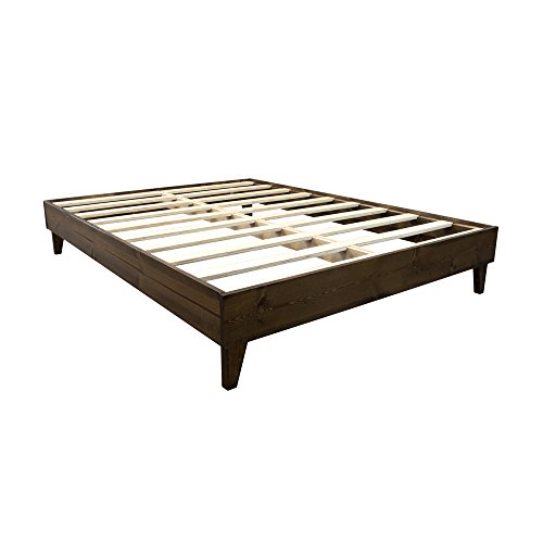 eLuxurySupply Platform Bed Frame - Made in the USA w/100% North American Pine Wood - Solid Mattress Foundation w/Pressed Pine Slats - Tool-Free Assembly - Full