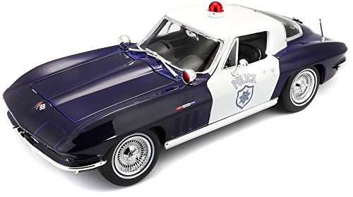 Maisto 1965 Chevy Corvette Police Diecast Vehicle (1:18 Scale)