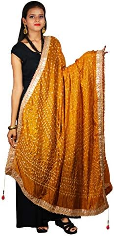 Dupatta Scarf Bandhej Bandhani Gotta Patti Work Chunni Art Silk Stole Hijab Neck Head Wrap Sarong Veil For Her