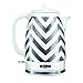 BELLA (14537) 1.8 Liter Electric Ceramic Tea Kettle with Detachable Base & Boil Dry Protection, Silver Chevron, 7.5 Cup Capacity